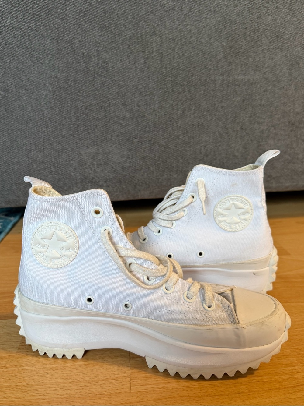 Converse Run Star Hike Triple White Chunky Platform Sneakers Sz 8